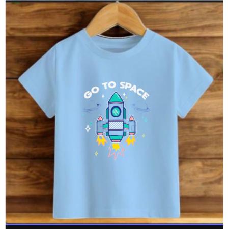 Çocuk Mavi Pamuklu Baskili T-shirt
